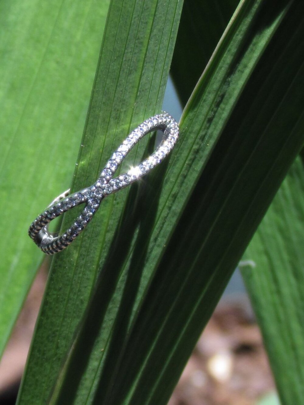 Retired Pandora Sterling Silver Crossing Paths Ring with Clear Zirconia - Picture 4 of 7
